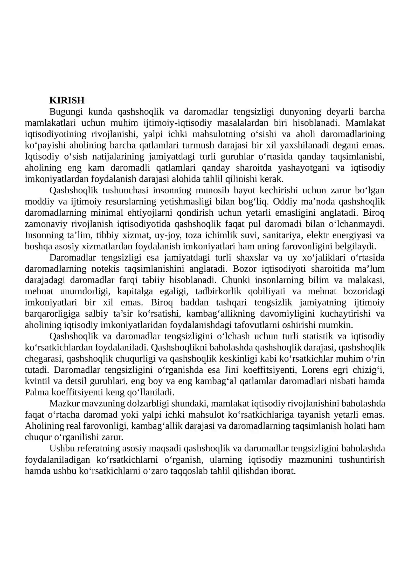Qashshoqlik va daromadlar tengsizligi 2