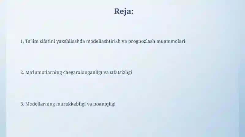 Ta'lim sifatini oshirishda modellashtirish va prognozlash muammolari 2