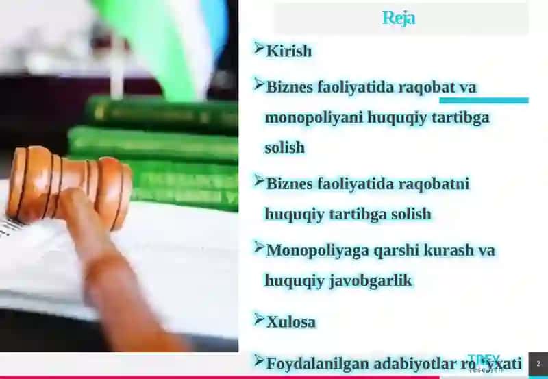 Biznes faoliyati, raqobat va monopoliyani huquqiy tartibga solish 2