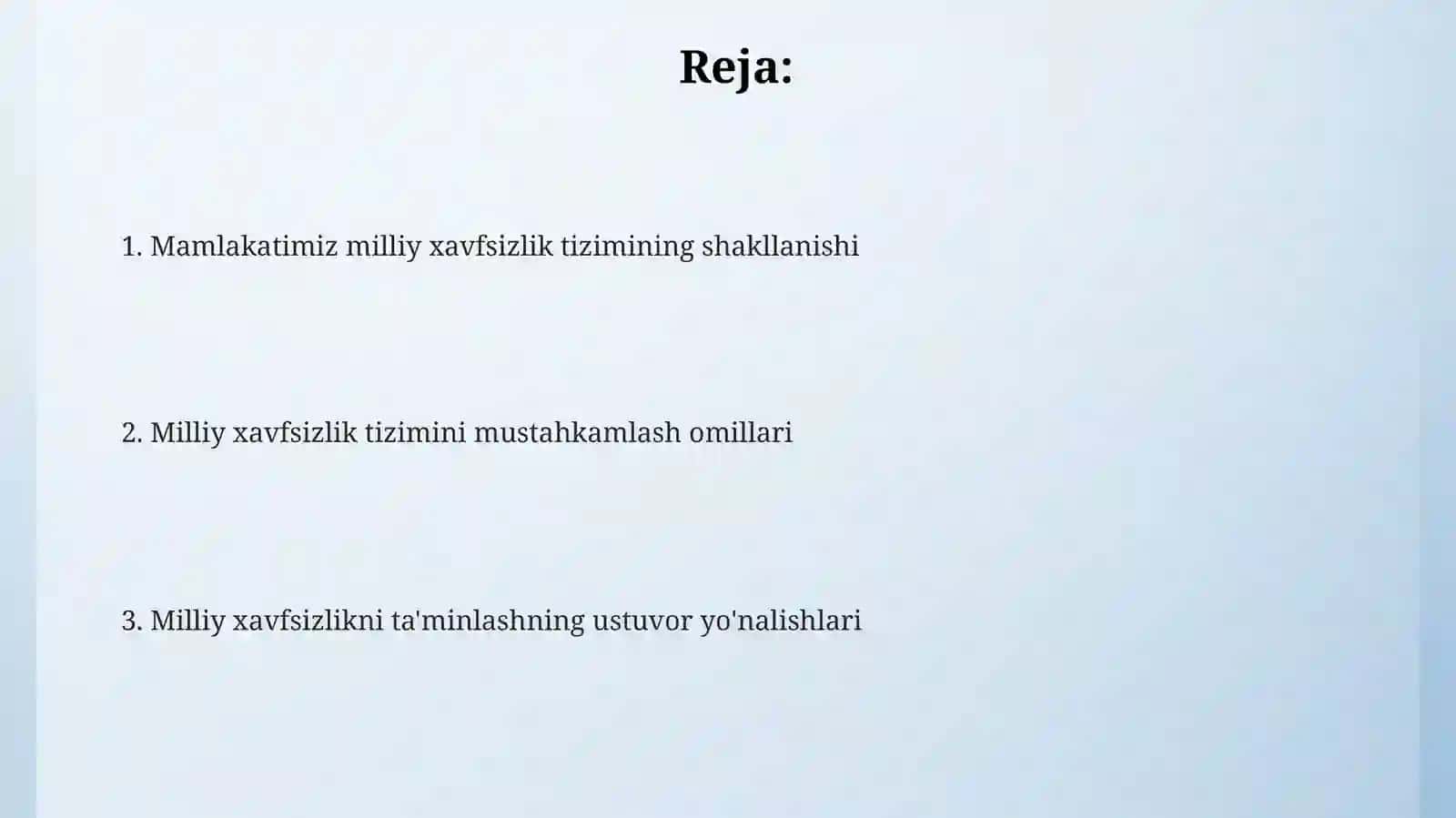 Mamlakatimiz milliy xavfsizlik tizimining shakllanishi va mustahkamlanishi 2