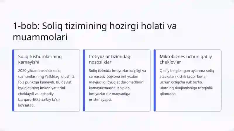 Soliq siyosatini takomillashtirishning ustuvor yo'nalishlari 2