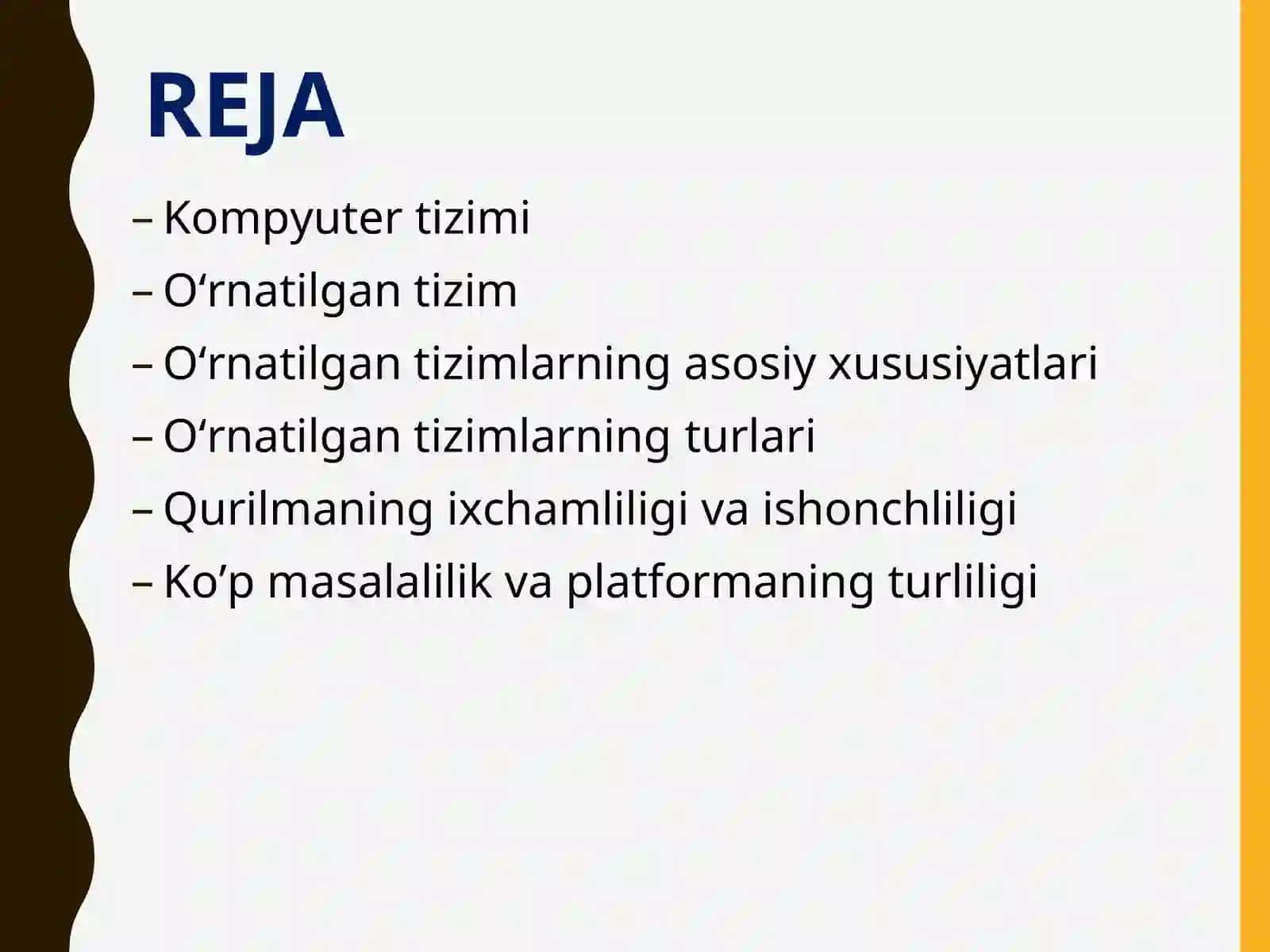 O‘RNATILGAN TIZIMLARGAKIRISH 2