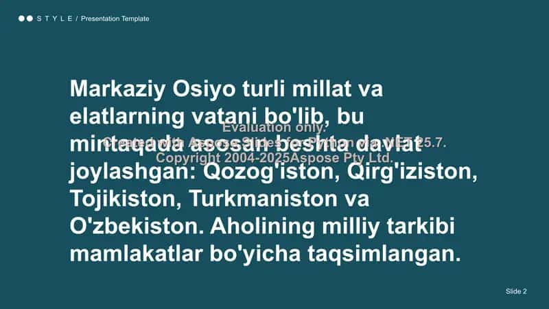 Markaziy Osiyo aholisining milliy tarkibi 2