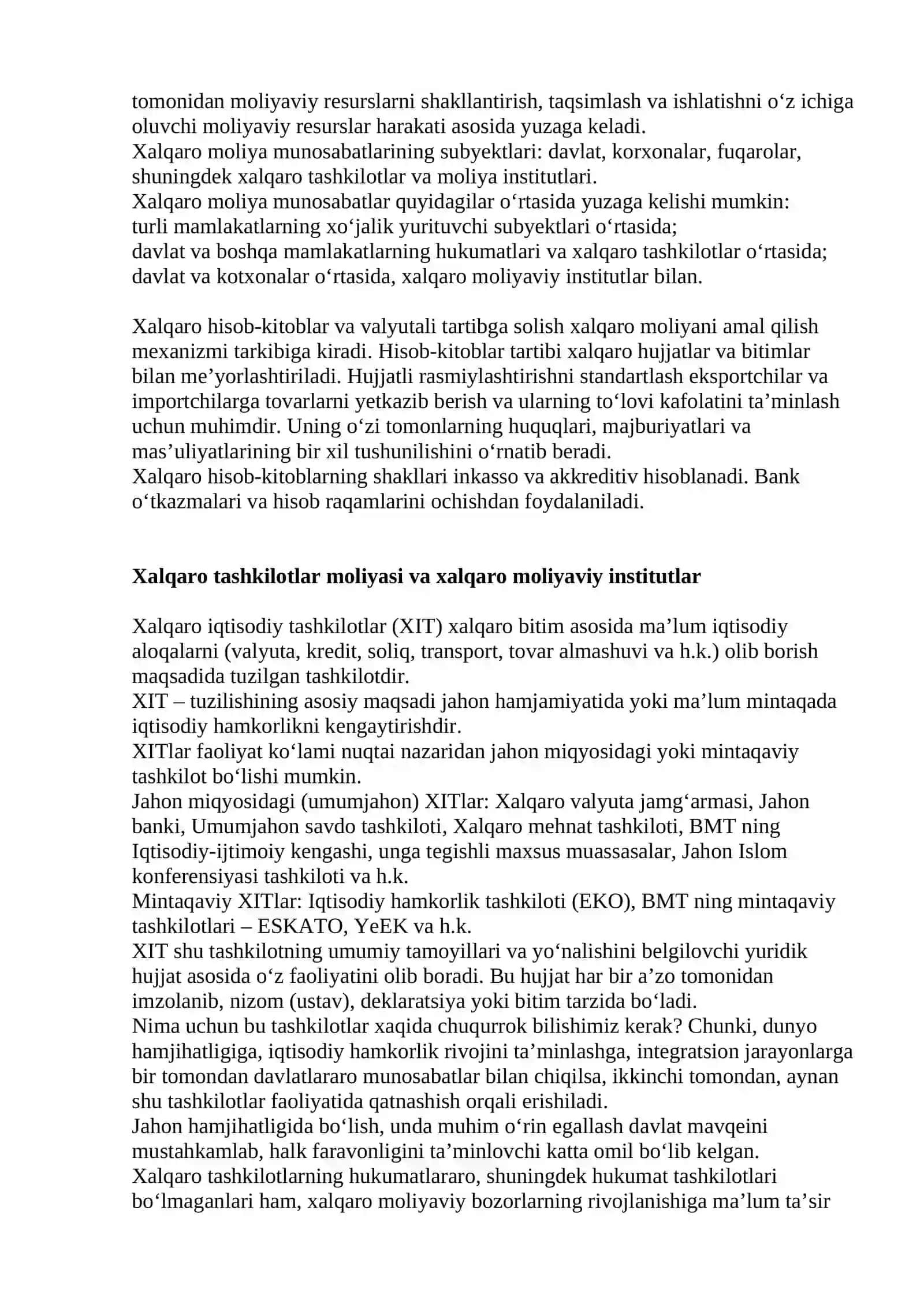 Xalqaro moliya va uning jahon taraqqiyotida tutgan o‘rni 2