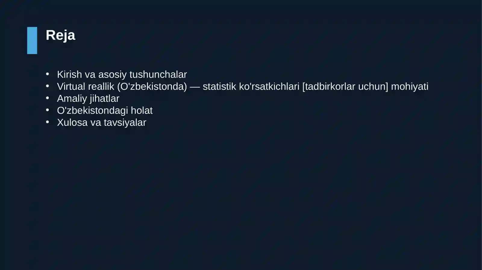 Virtual reallik (O'zbekistonda) — statistik ko'rsatkichlari [tadbirkorlar uchun] 2