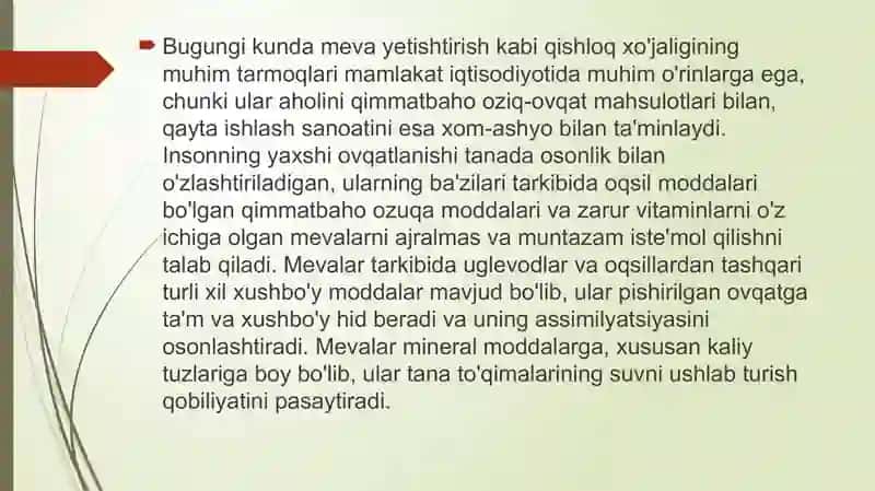 Mevalarni saqlash usullari va ularni qayta ishlash texnologiyasi 2