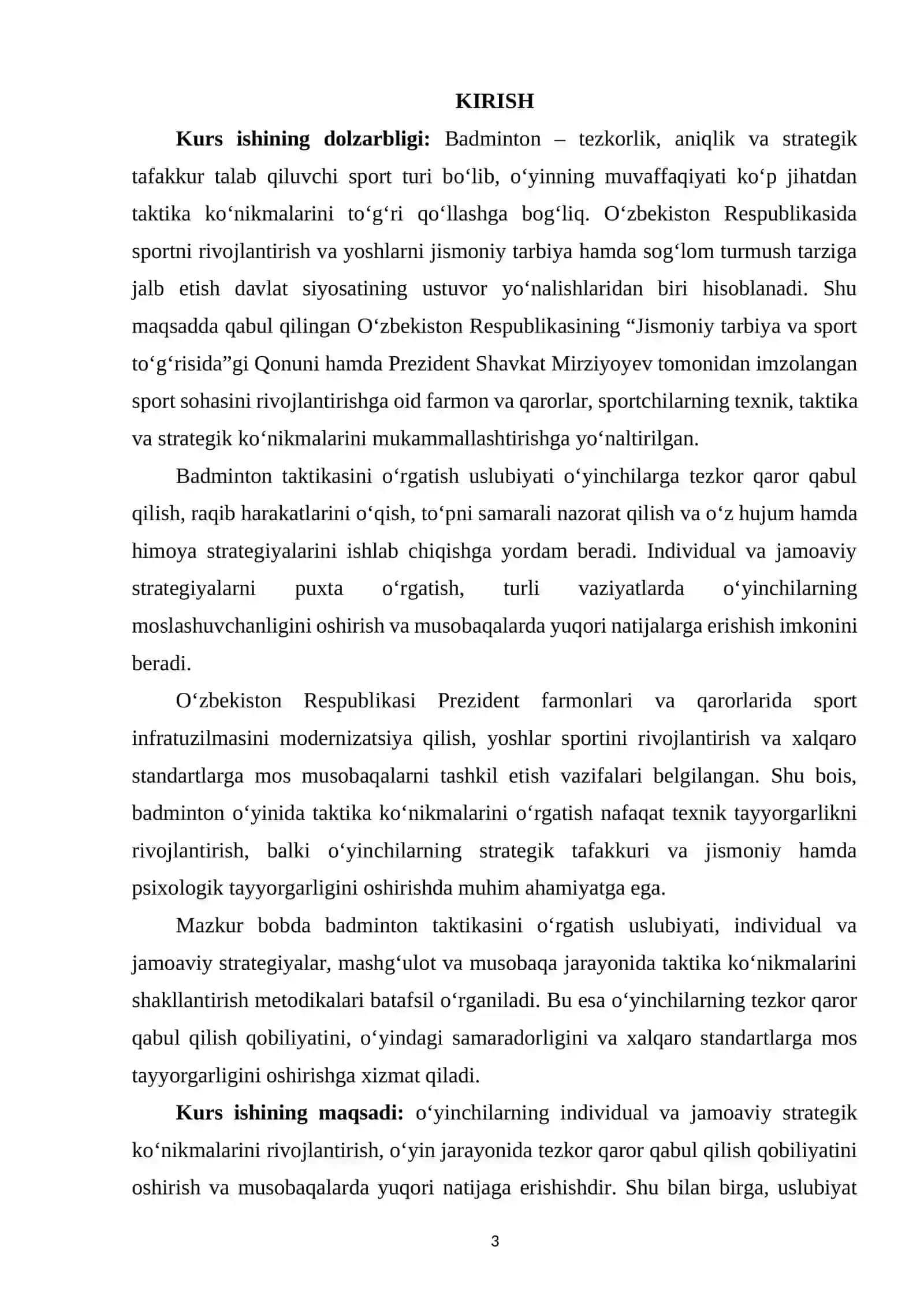 Badminton taktikasiga o‘rgatish uslubiyati 2