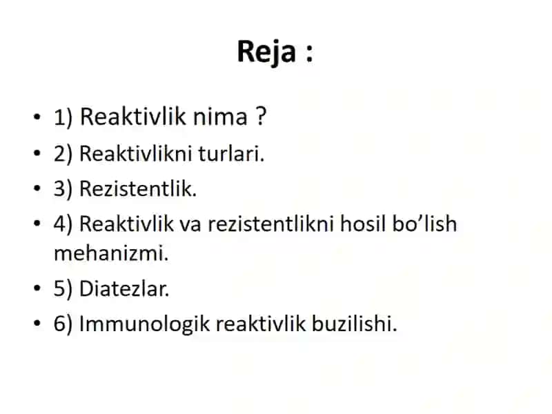 PATOLOGIYADA REAKTIVLIK VA REZISTENTLIK TUSHUNCHASI 2