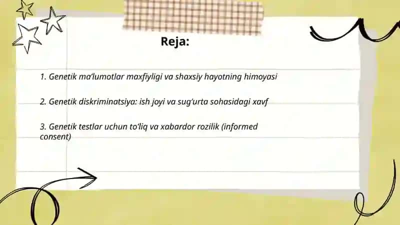 Tibbiy genetika va genomikaning axloqiy muammalarining oʻziga xosligi 2