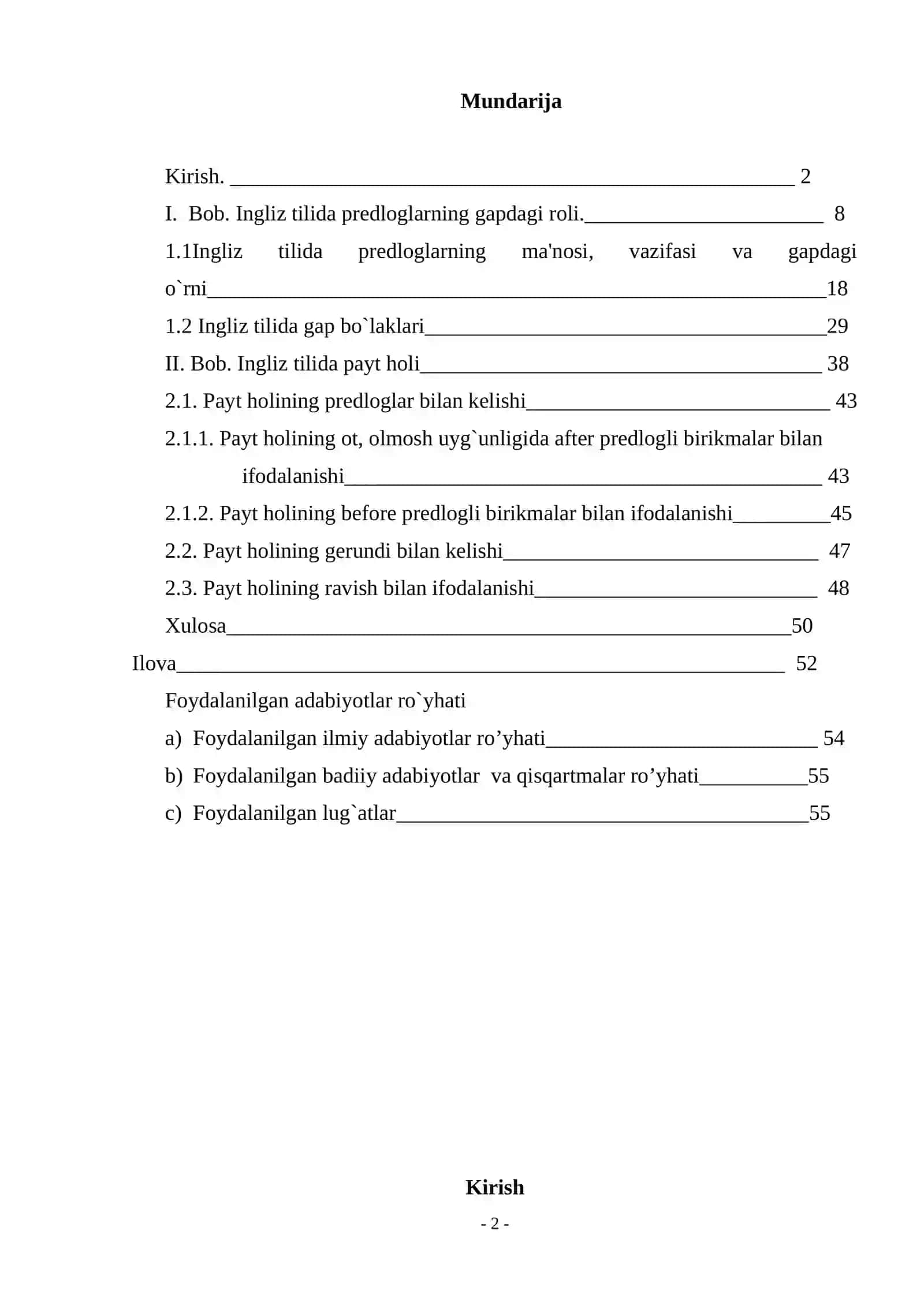 Ingliz tilida predloglarning gapdagi roli 2