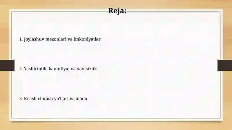 Kuzatuv posti uchun maxfiy joy tanlash 2