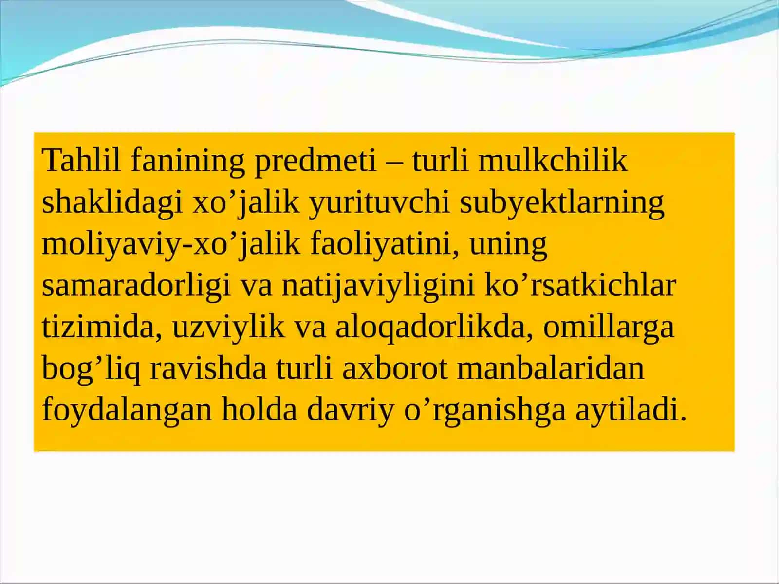 Iqtisodiy tahlilning predmeti, asosiy vazifalari va prinsiplari 2