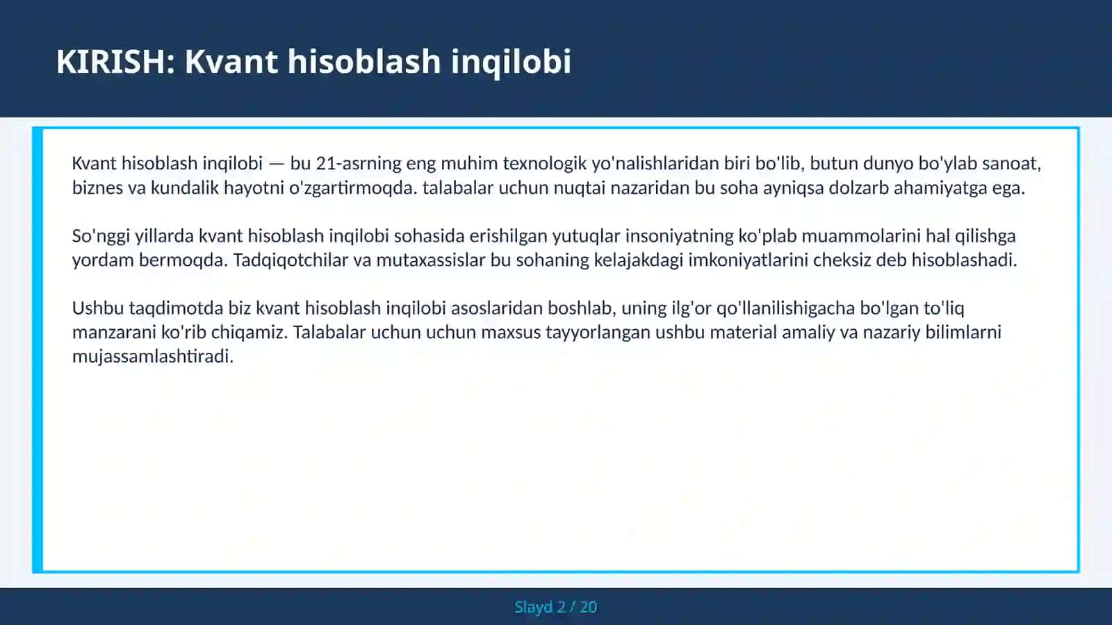 KVANT HISOBLASH INQILOBI 2