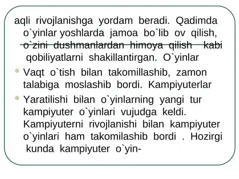 15-dars Kompyuter o’yinlari 2