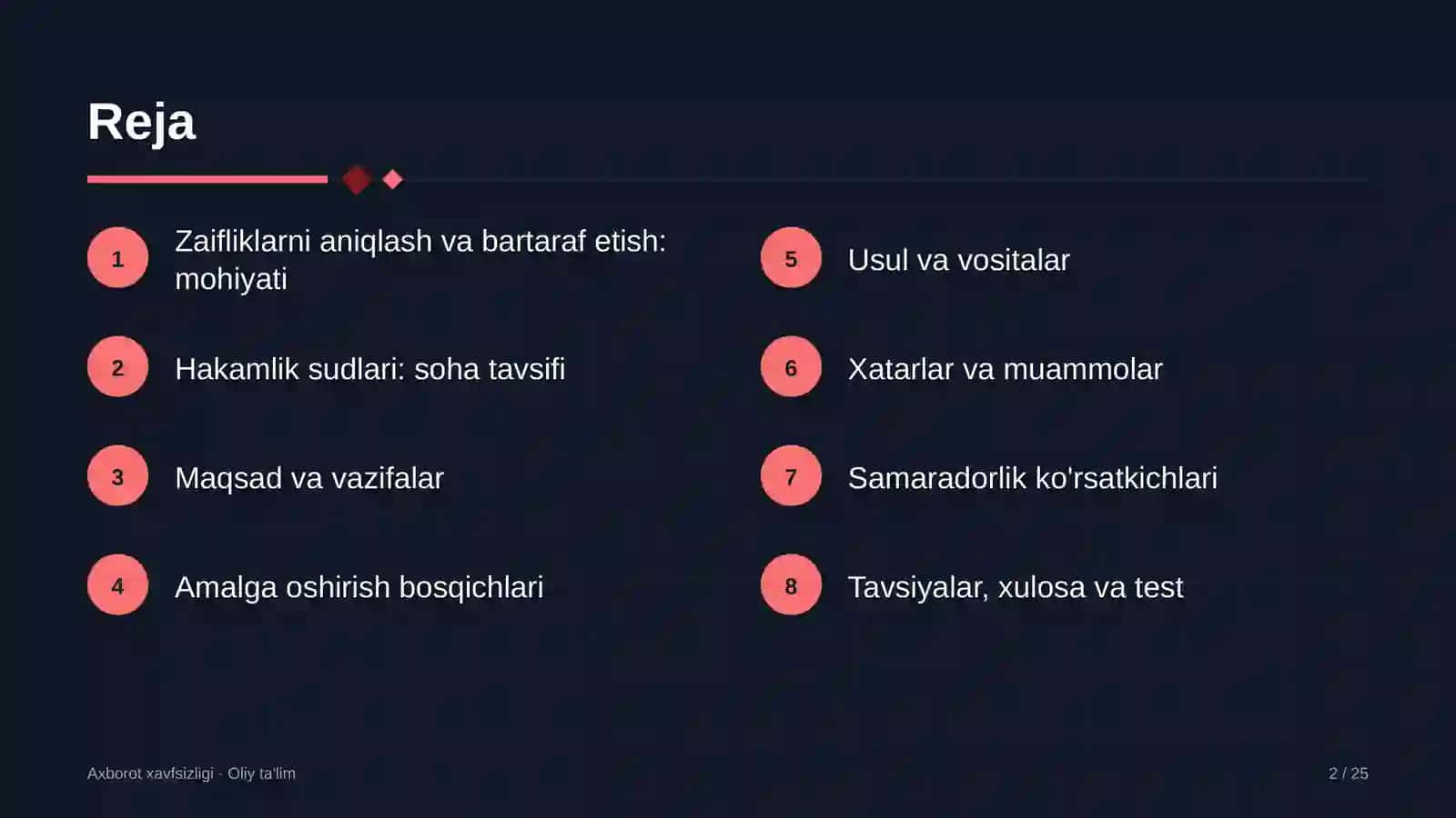 [Hakamlik sudlarida zaifliklarni aniqlash va bartaraf etish] 2