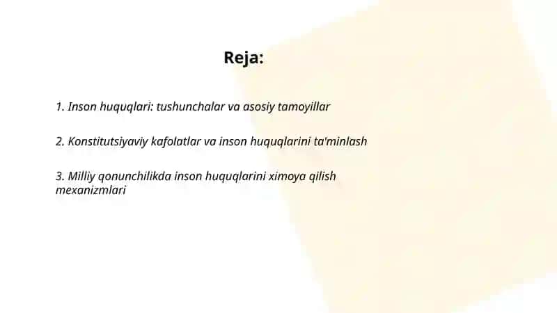 Inson haq huquqlarini ta'minlash va ximoya qilish 2