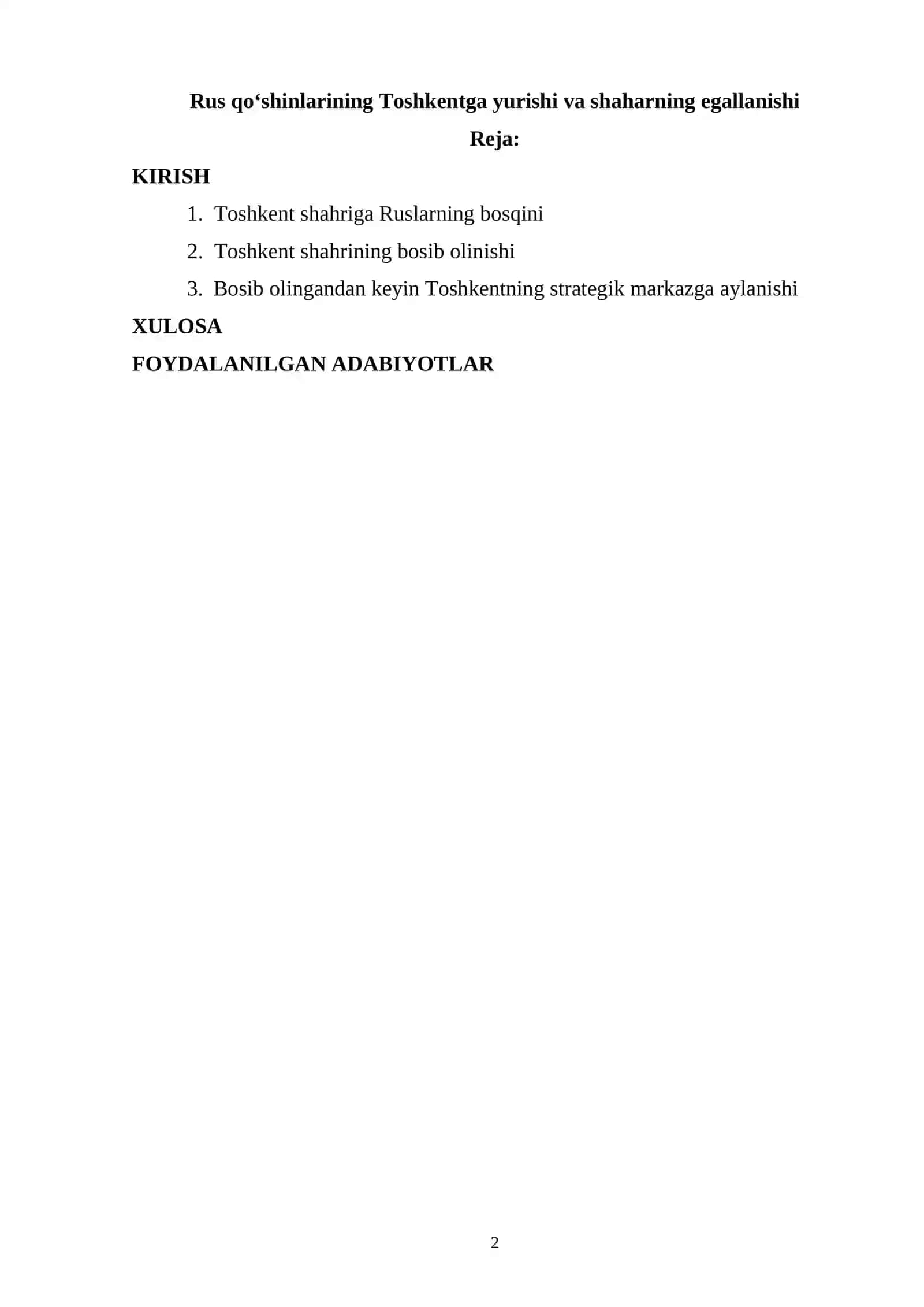 Rus qo‘shinlarining Toshkentga yurishi va shaharning egallanishi 2