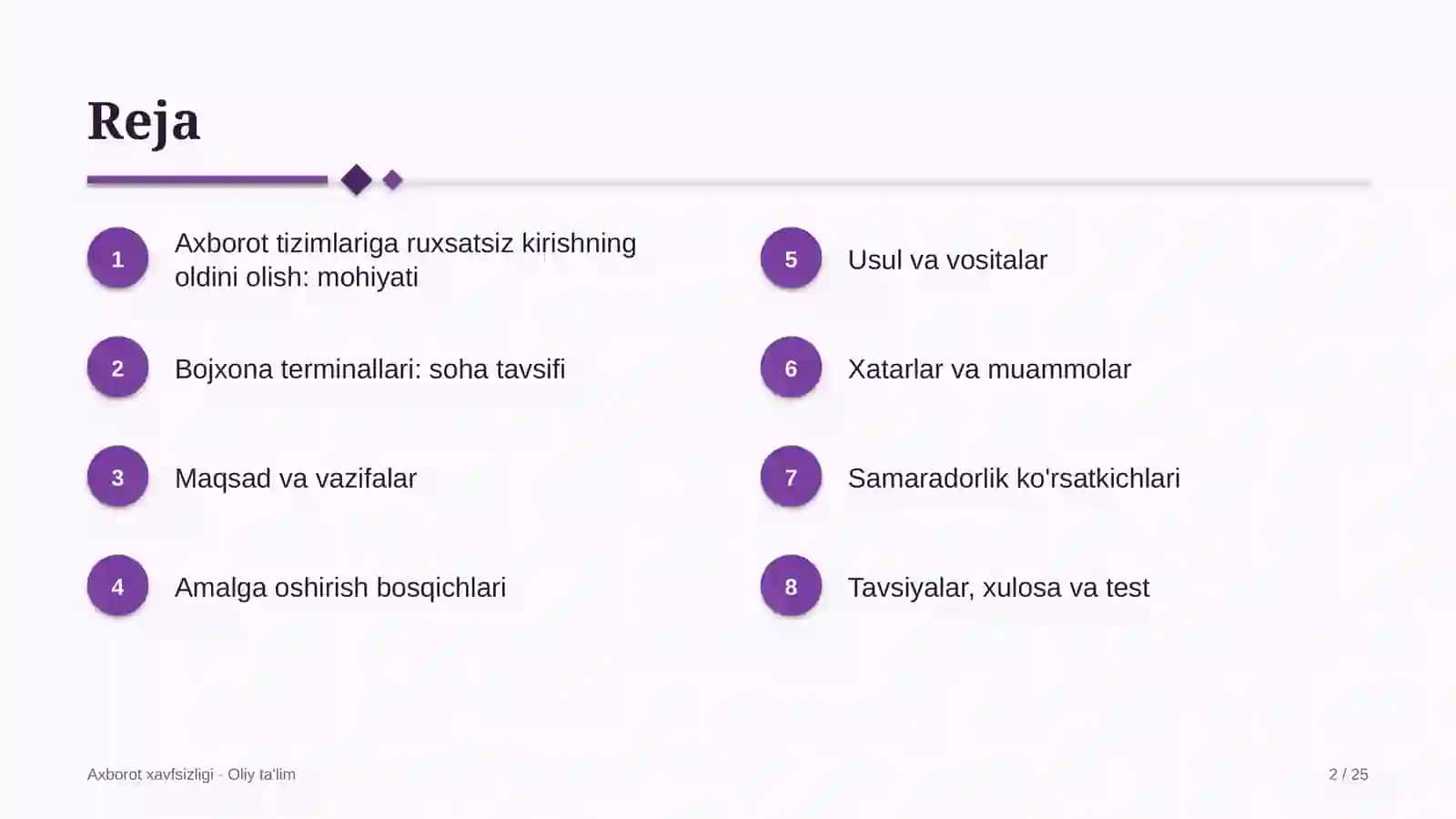 Axborot xavfsizligi · Oliy ta'lim 2