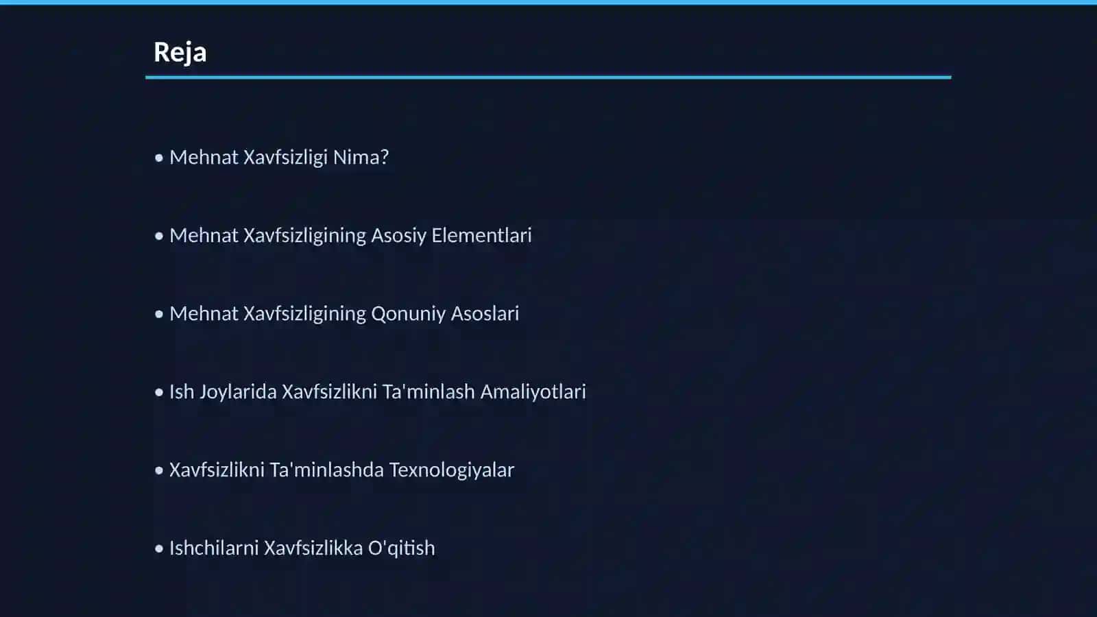 Mehnat Xavfsizligini Ta'minlash 2