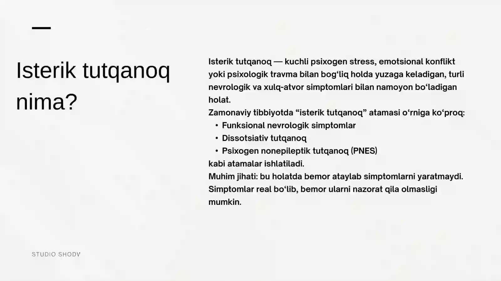 Isterik tutqanoqning kechishi 2
