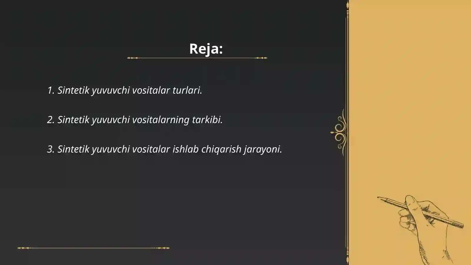 Sintetik yuvuvchi vositalar ishlab chiqarish texnologiyasi 2