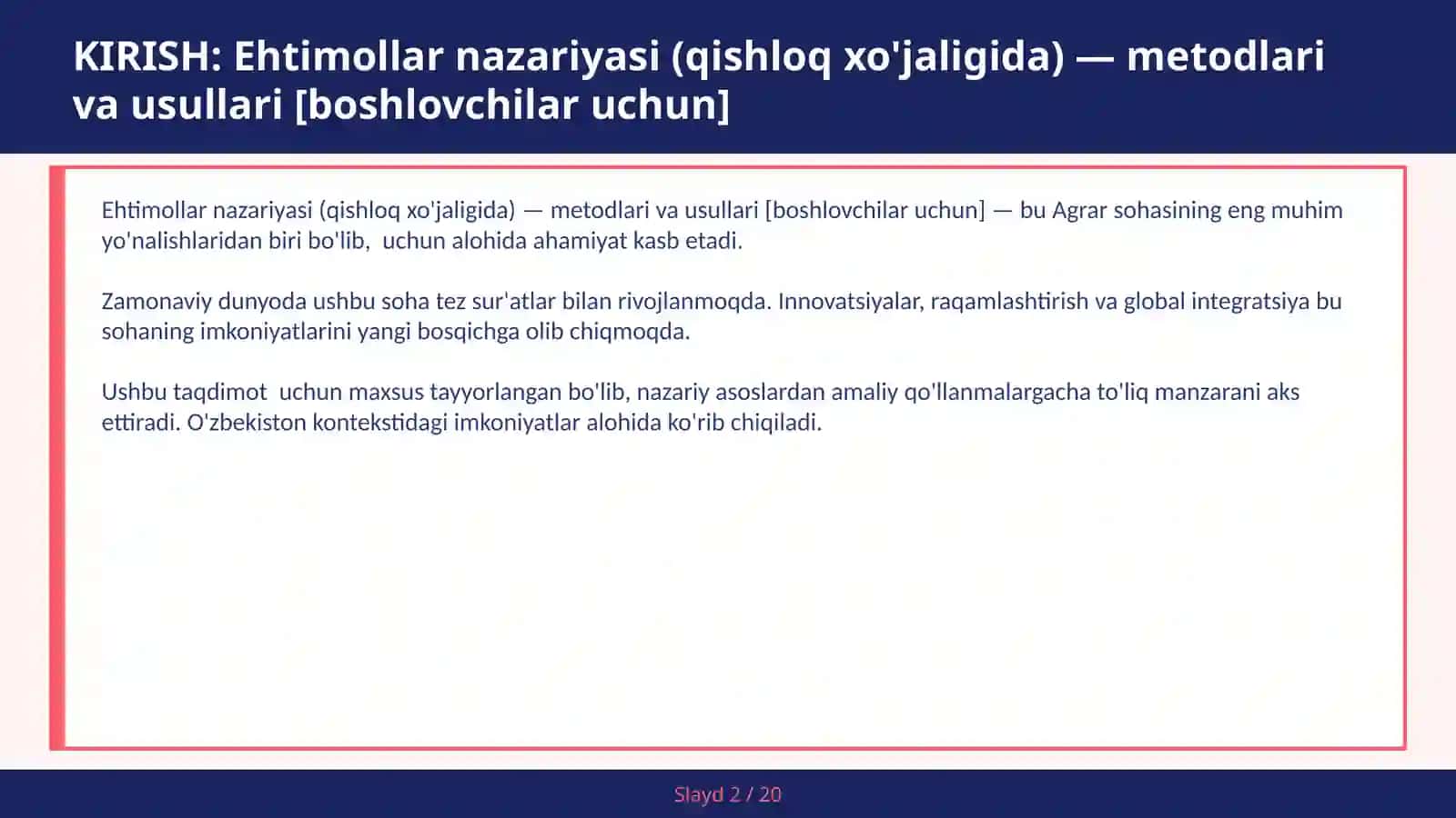 Ehtimollar nazariyasi (qishloq xo'jaligida) — metodlari va usullari [boshlovchilar uchun] 2