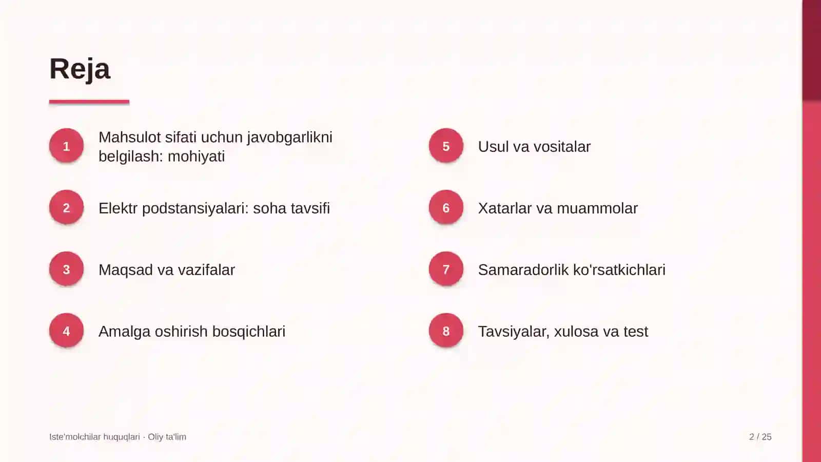 Elektr podstansiyalarida mahsulot sifati uchun javobgarlikni belgilash 2