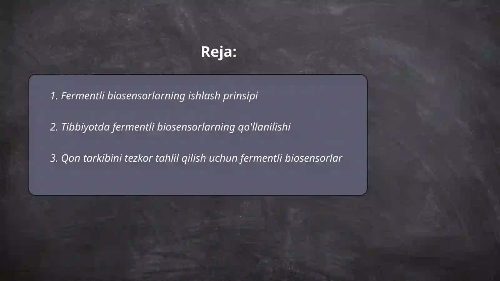 Fermentli biosensorlarning tibbiyotdagio’rni 2