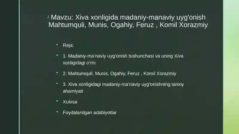 Mavzuxivaxonligidamadaniy-manaviyuyg'onish 2