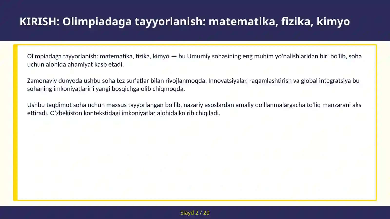Olimpiadaga tayyorlanish: matematika, fizika, kimyo 2