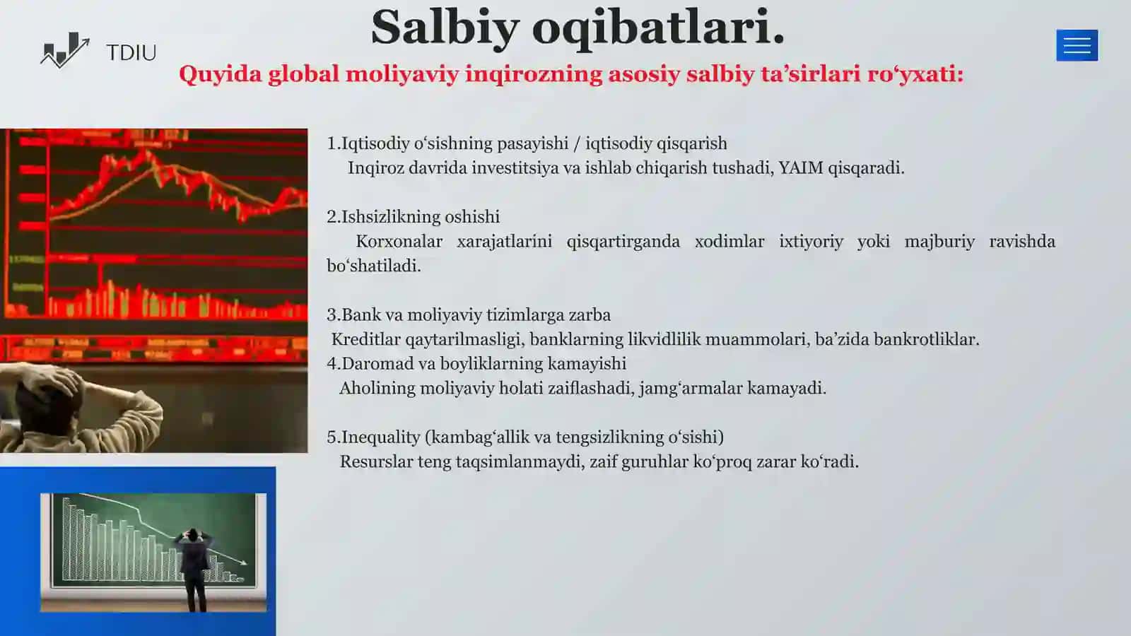 Jahon moliyaviy iqtisodiy inqirozining salbiy oqibatlarini bartaraf etish 2