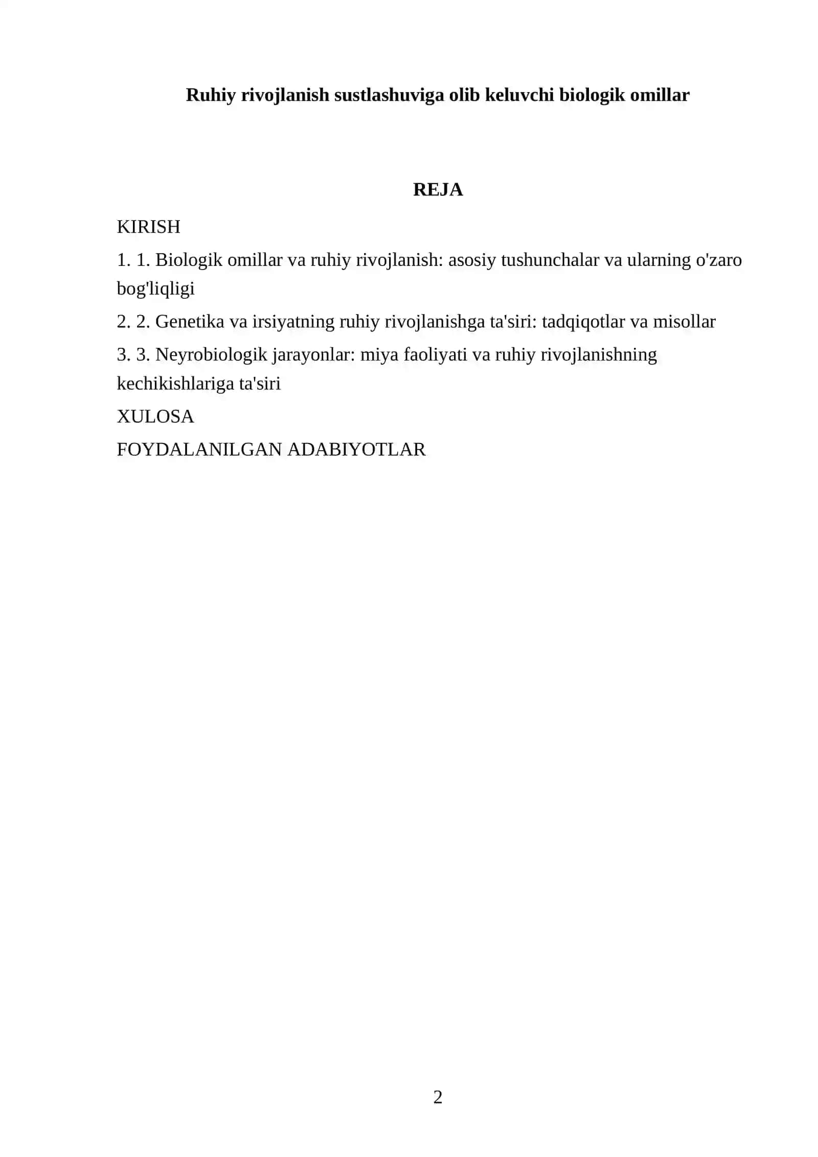 Ruhiy rivojlanish sustlashuviga olib keluvchi biologik omillar 2