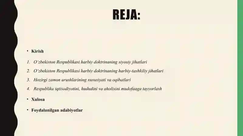 Oʻzbekiston Respublikasining Harbiy Doktrinasi 2