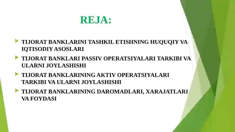 TIJORAT BANKNING APERATSIYALARI 2