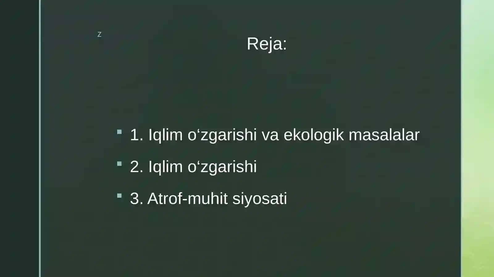IQLIM OZGARISHI BoʻYICHA SIYOSIY MUAMMOLAR 2