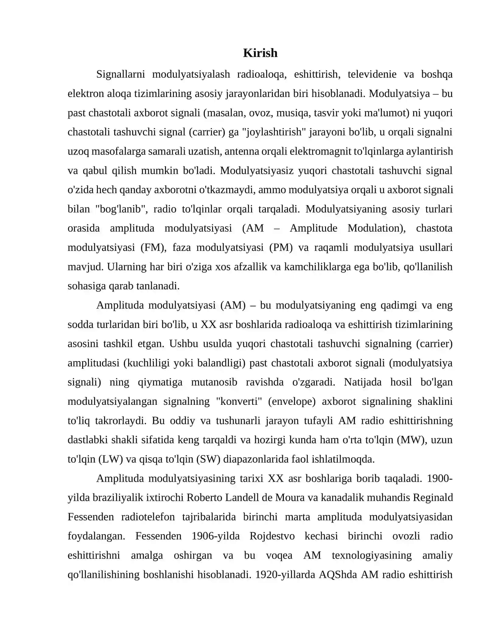 Signallarni modulyatsiyalash Amplituda modulyatsiyasi 2