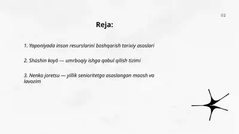 Yaponiyada inson resurslarini boshqarish asoslari va xususiyatlari 2