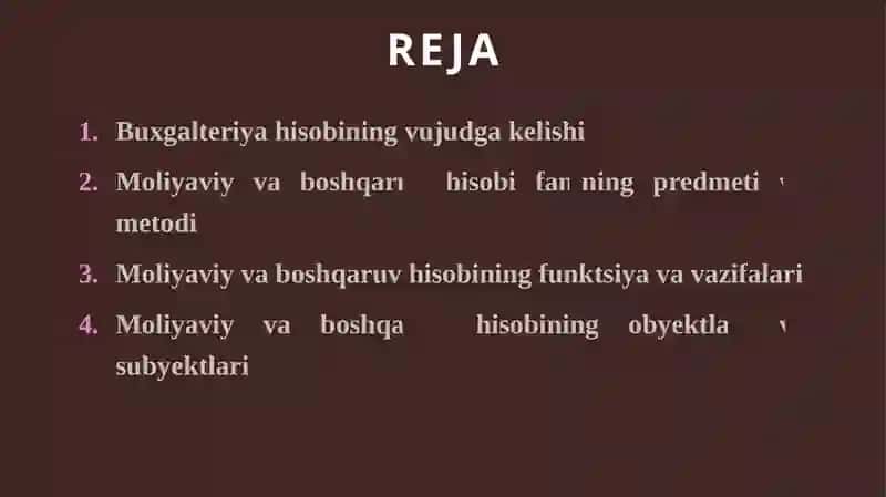 Moliyaviy va boshqaruvhisobifanigakirish 2