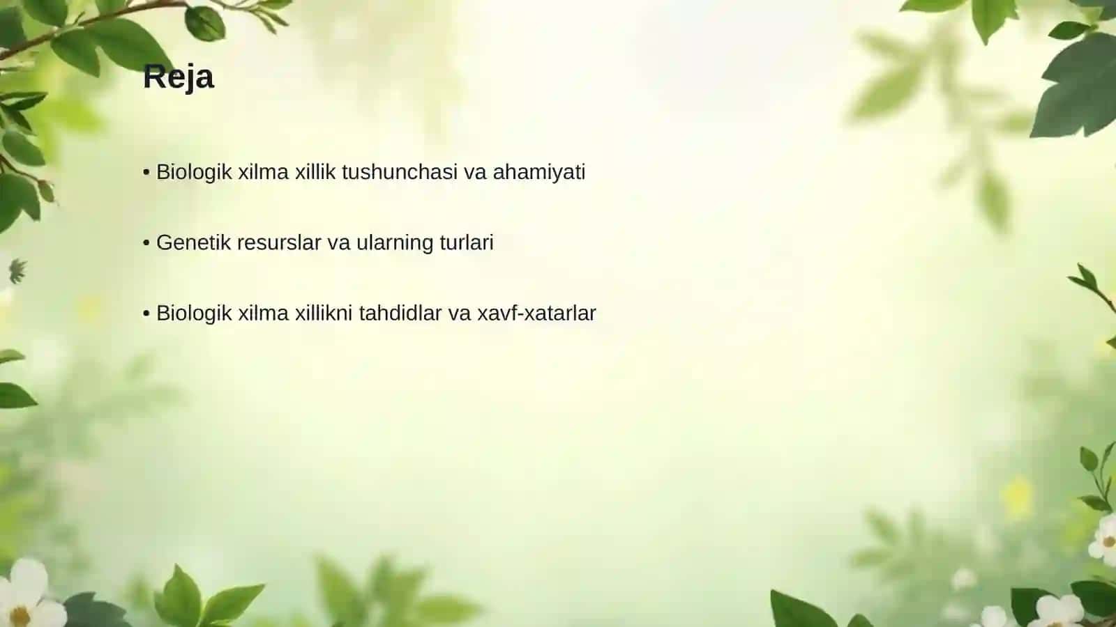 Biologik xilma xillikni saqlash va genetik resurslarini asrash 2