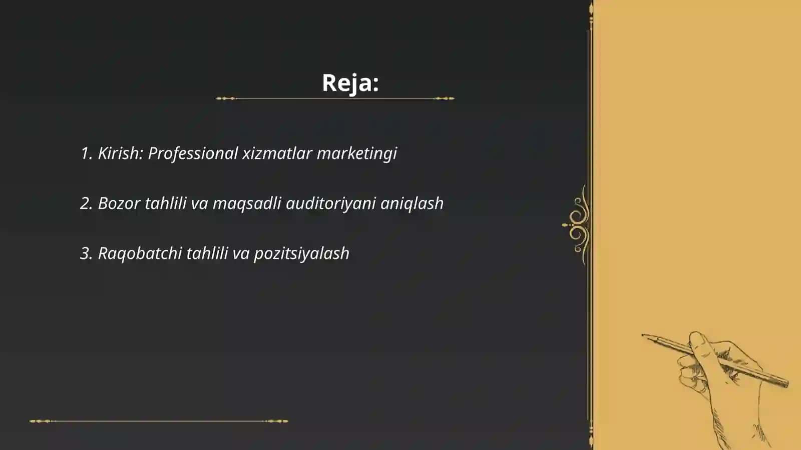 Prefessional xizmatlar marketing strategiyalari 2