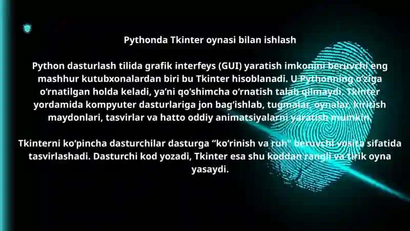 Pythonda Tkinter oynasi bilan ishlash 2