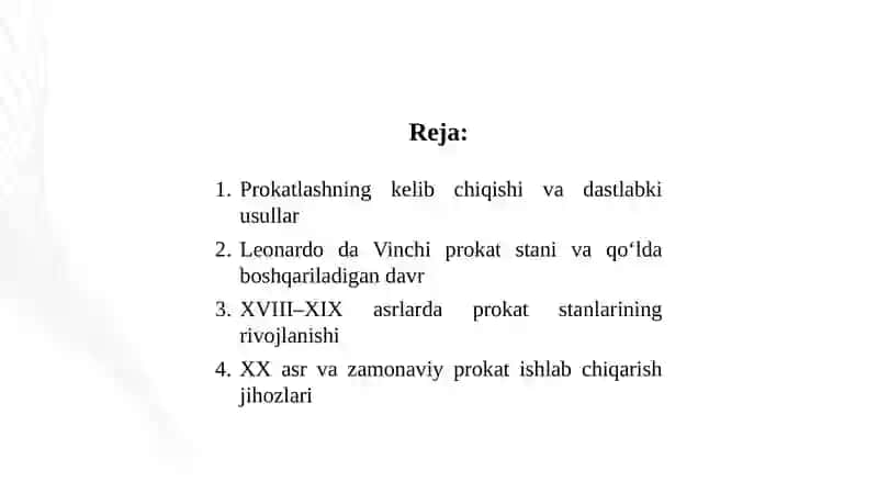 Prokat ishlab chiqarish jixozlari xaqida tarixiy ma'lumotlar 2