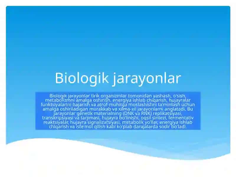 Biologik jarayonlar termodinamikasi 2