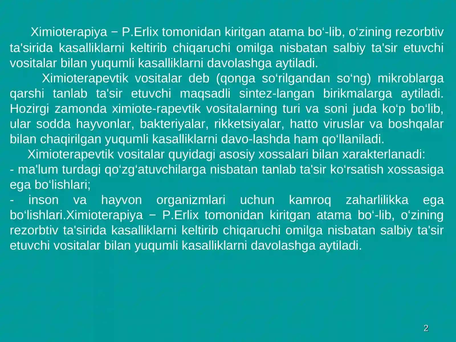 ANTIBAKTERIAL XIMIOTERAPEVTIK VOSITALAR ANTIBIOTIKLAR 2