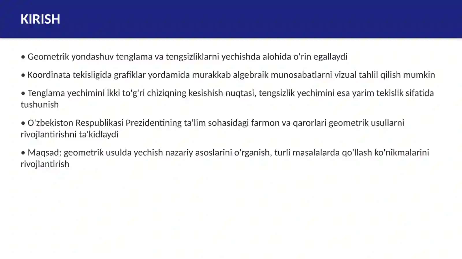 Tenglama va tengsizlik yechishning geometrik usullari 2