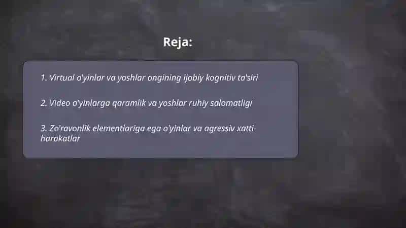 Virtual o'yinlar va yoshlar ongining ijobiy kognitiv ta'siri 2