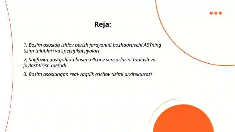Shlifovka dastgohlarida ishlov berish jarayonini bosim bo‘yicha stabillovchi ABT 2