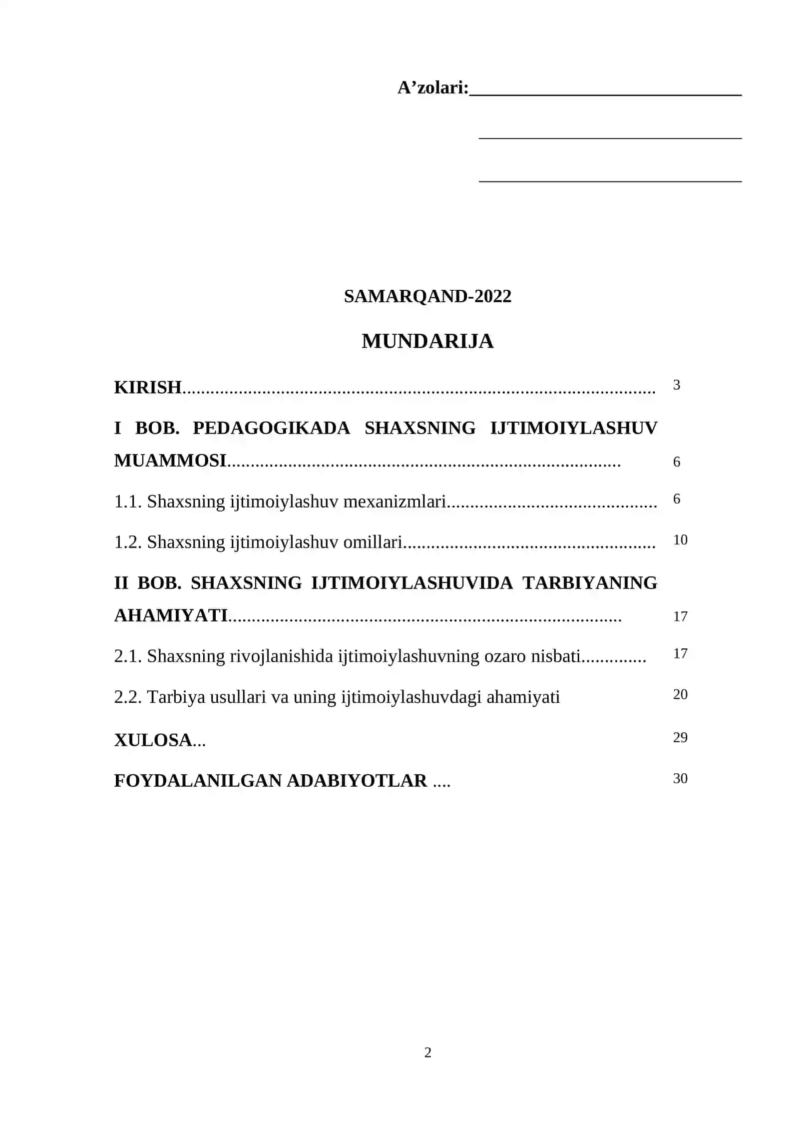 "SHAXSNING IJTIMOIYLASHUVIDA TARBIYANING O‘RNI" 2
