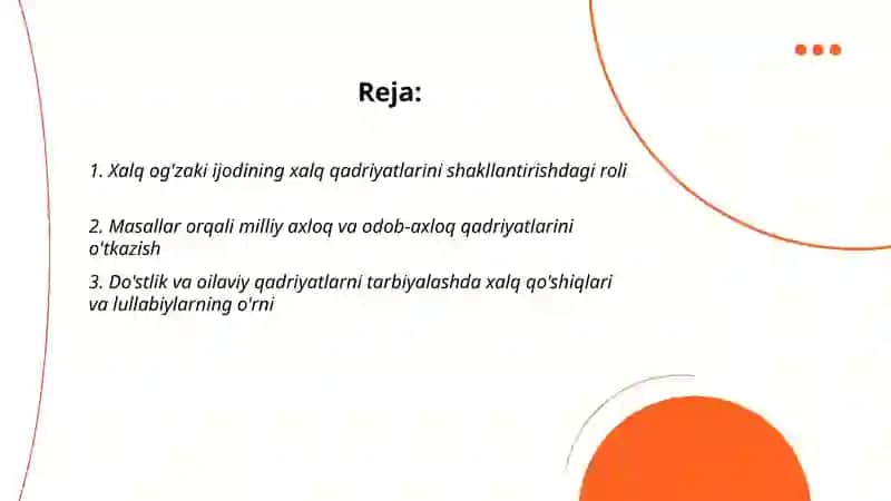 Xalq og'zaki ijodining xalq qadriyatlarining tarkibiy qismi sifatida 2