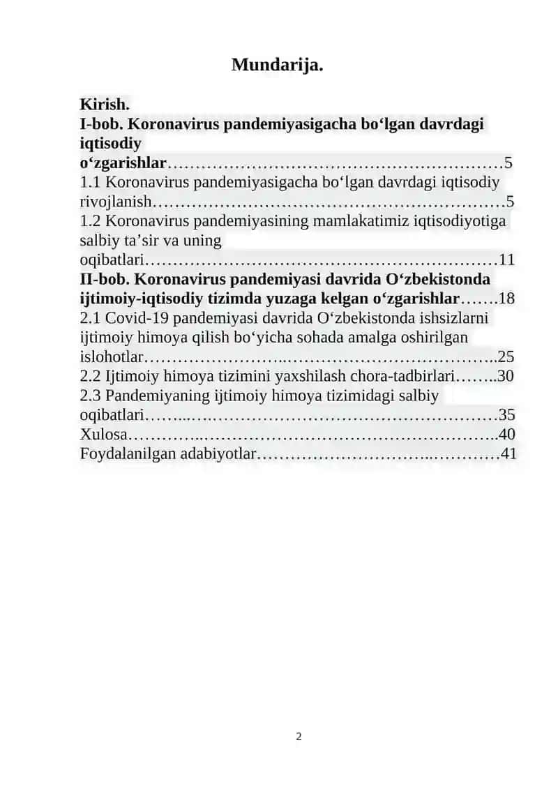 “Pandemiya davrida O`zbekistonda ishsizlarni ijtimoiy himoya qilish boyicha davlatning chora - tadbirlari” kursi 2